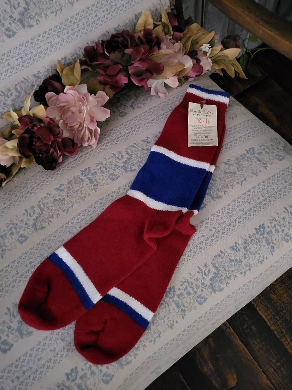 MONTREAL CANADIENS Tricolor Striped Winter Wool Socks 10-13 Men Gift Hockey